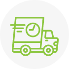 zielona ikona z szarym tłem z samochodem dostawczym