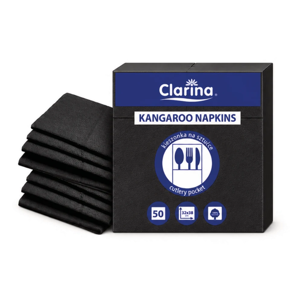Clarina Serwetki "Kangurek" 2W Czarne 32x38 50 szt.