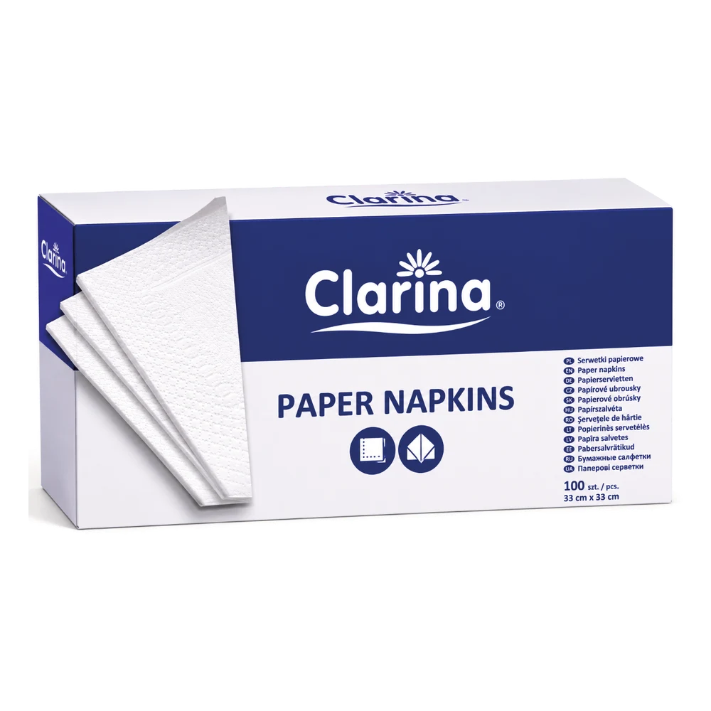 Clarina Serwetki Składane 1/4 1W Białe Sulfit 33/400