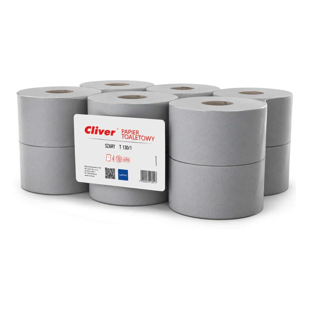 Cliver Grey Toilet Paper T130 12 pcs