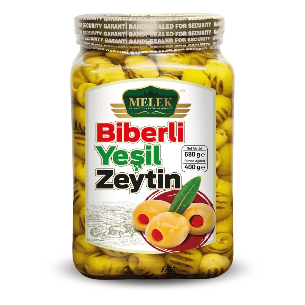 Melek Green Olives with Marinated Peppers 690 g